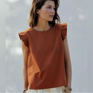 Mare Mare x Anthropologie Terracotta Cotton Blouse Size M